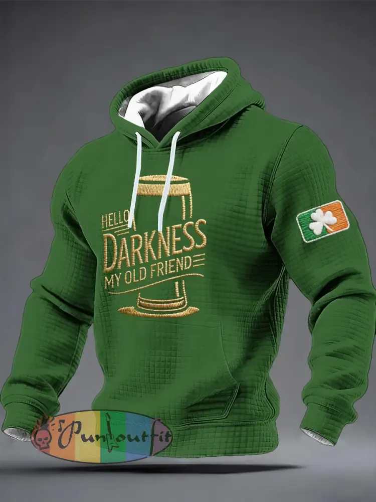 Men’s Hello Darkness My Old Friend Checkered Cotton Hoodie