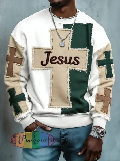 Men’s Jesus Cross Crew Neck Sweatshirt