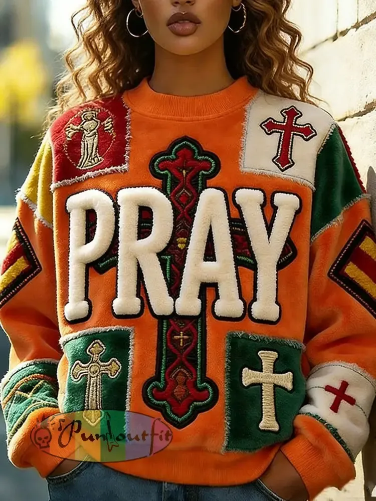 Women’s Pray Cross Flannel Hoodie