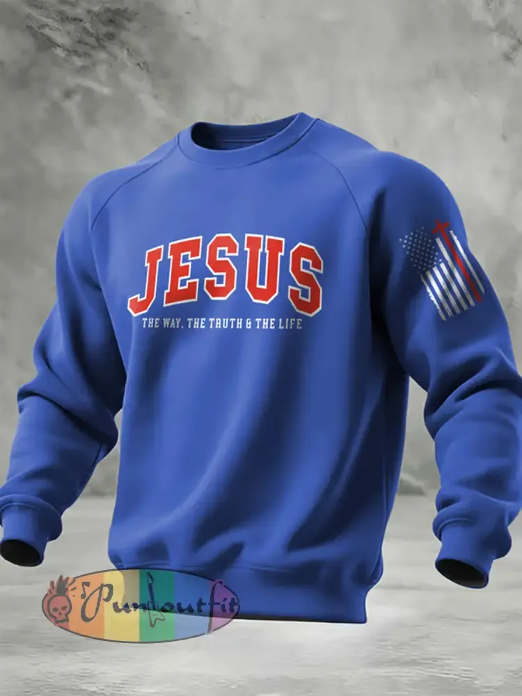 Men’s Casual Christian Faith Cross Printed Sweatshirt