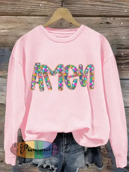 Women’s Christian Easter Floral Glitter Amen sweatshirt