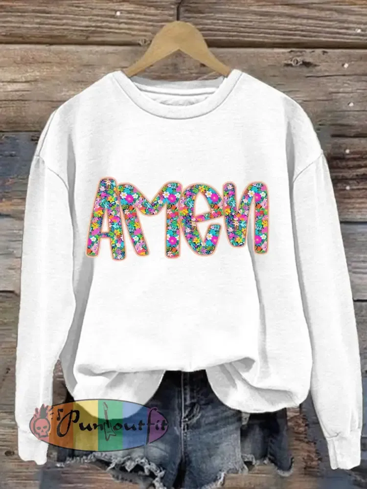 Women’s Christian Easter Floral Glitter Amen sweatshirt
