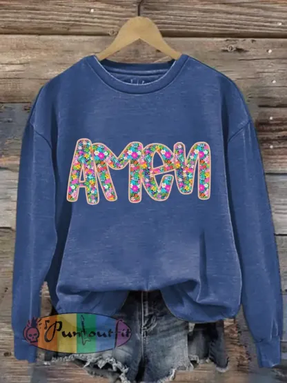 Women’s Christian Easter Floral Glitter Amen sweatshirt