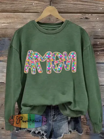 Women’s Christian Easter Floral Glitter Amen sweatshirt