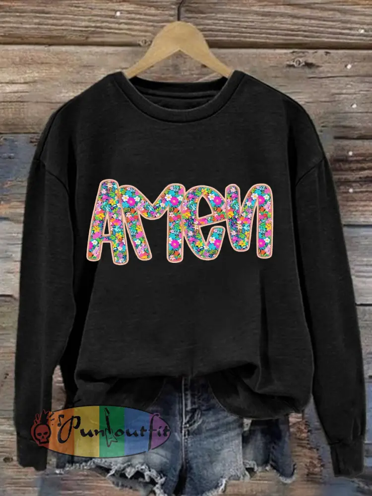 Women’s Christian Easter Floral Glitter Amen sweatshirt