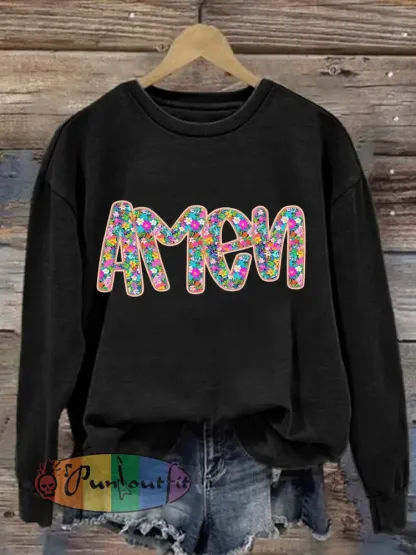 Women’s Christian Easter Floral Glitter Amen sweatshirt