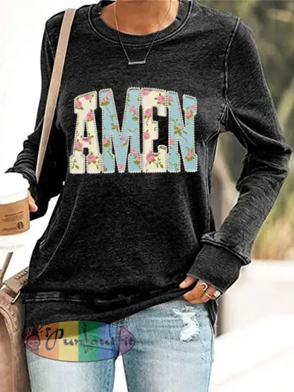 Women’s Easter Floral Christian Amen Pearls Sweatshirt
