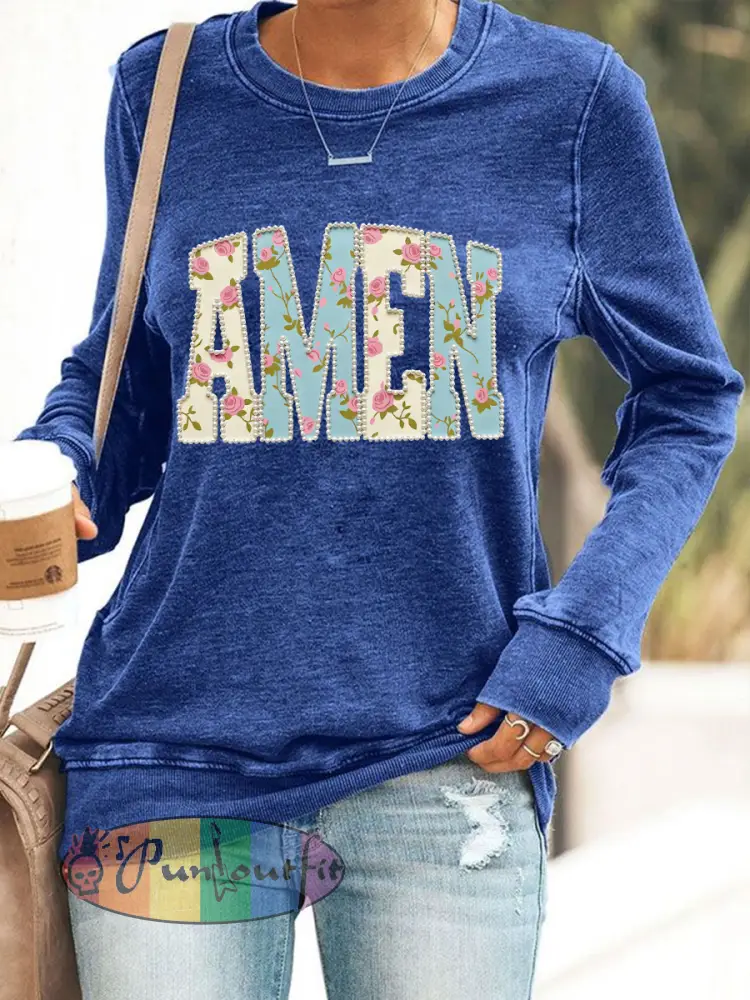 Women’s Easter Floral Christian Amen Pearls Sweatshirt