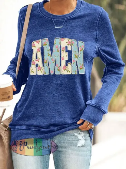 Women’s Easter Floral Christian Amen Pearls Sweatshirt
