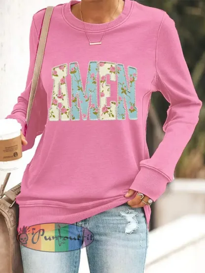 Women’s Easter Floral Christian Amen Pearls Sweatshirt