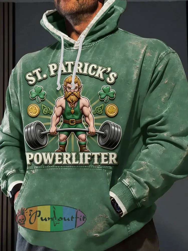 Men’s Funny St.patrick’s Day Fitness Lover Printed Hoodie
