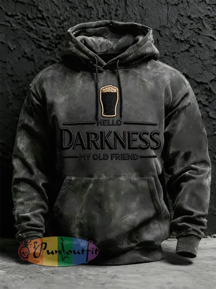 Men’s Hello Darkness My Old Friend Print Hoodie with Pocket