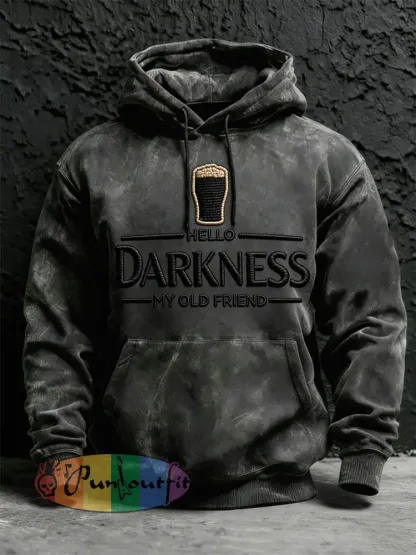 Men’s Hello Darkness My Old Friend Print Hoodie with Pocket