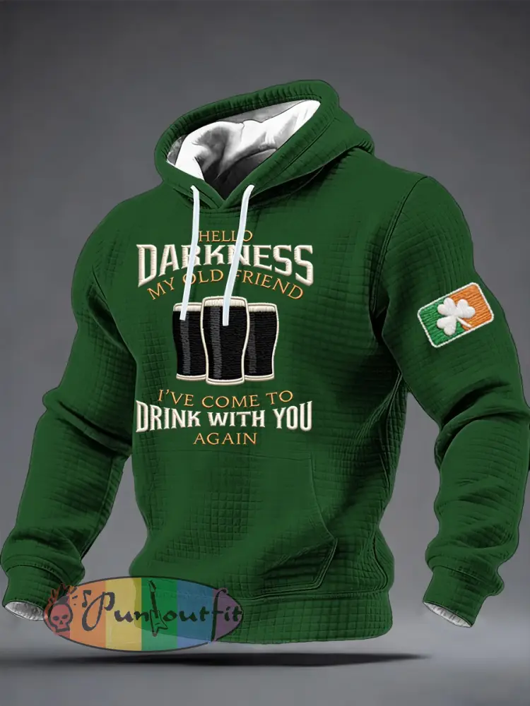 Men’s Hello Darkness My Old Friend Checkered Cotton Hoodie