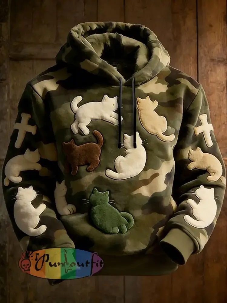 Men’s Funny Camouflage Cat Hoodie