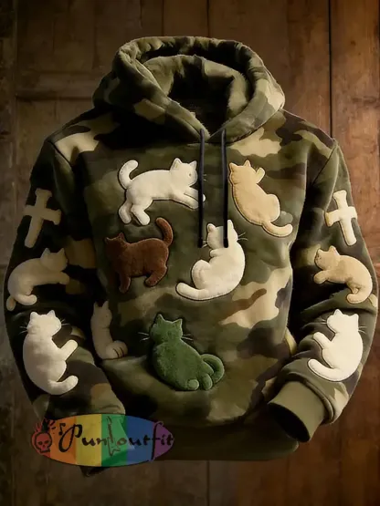 Men’s Funny Camouflage Cat Hoodie