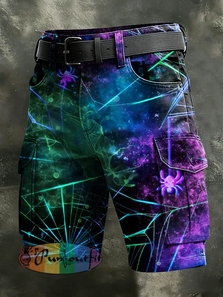 Men’s Retro Vacation Business Psychedelic Art Print Casual Shorts