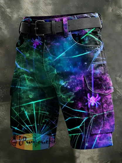 Men’s Retro Vacation Business Psychedelic Art Print Casual Shorts