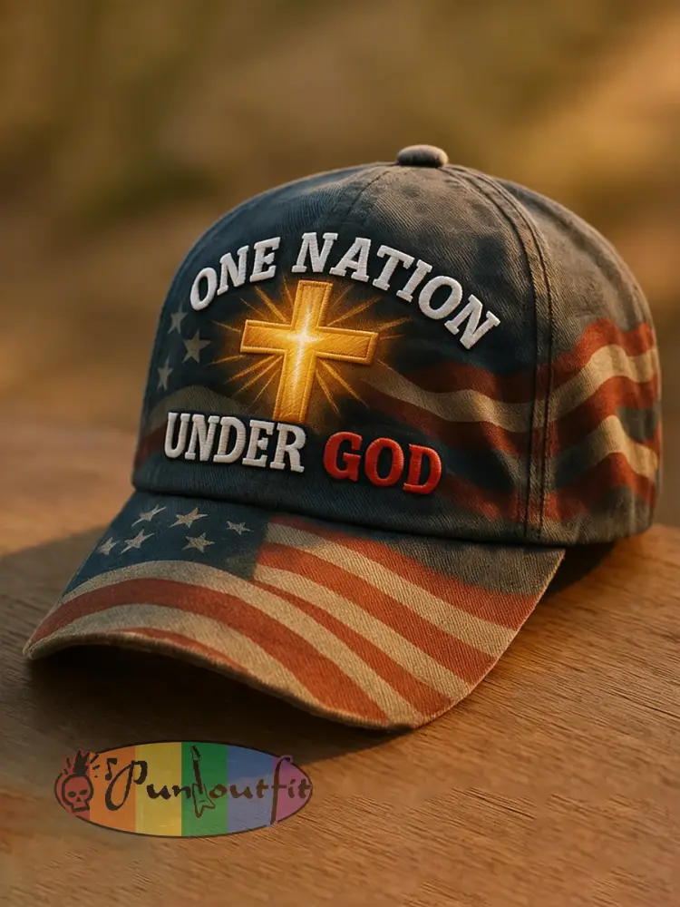 Unisex ONE NATION UNDER GOD Print Hat - As picture · ONE