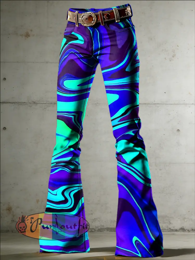 Women’s Psychedelic Art Print Flared Trousers