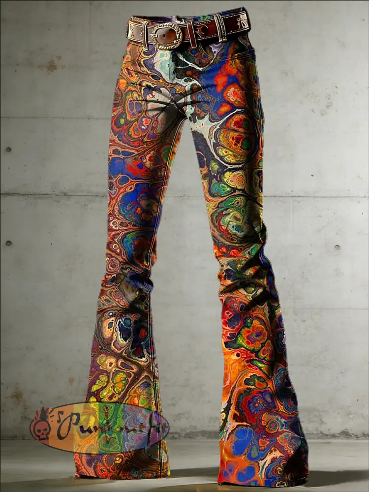 Women’s Psychedelic Art Print Flared Trousers