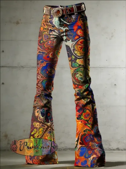 Women’s Psychedelic Art Print Flared Trousers