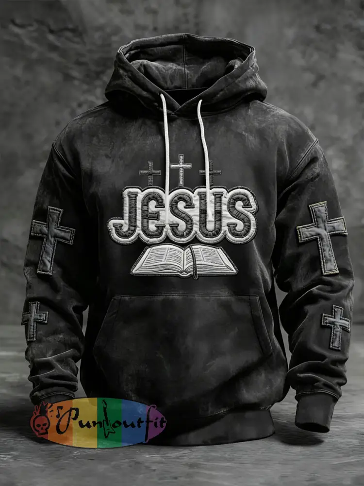 Men’s Jesus Oversized Drop-Shoulder Hoodie With Pockets