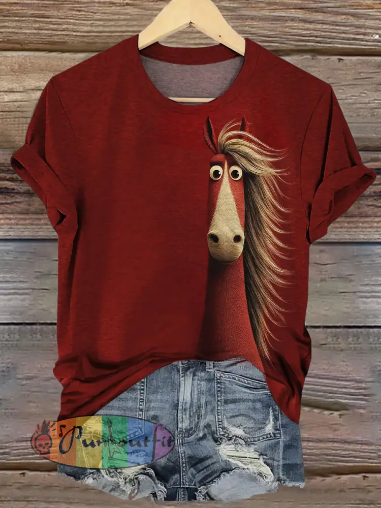 Women’s Funny Horse Short Sleeve T-shirt