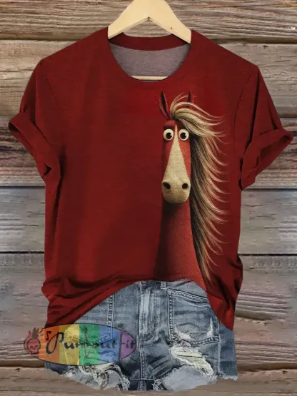 Women’s Funny Horse Short Sleeve T-shirt