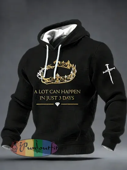Men’s A Lot Can Happen In 3 Days Checkered Cotton Hoodie