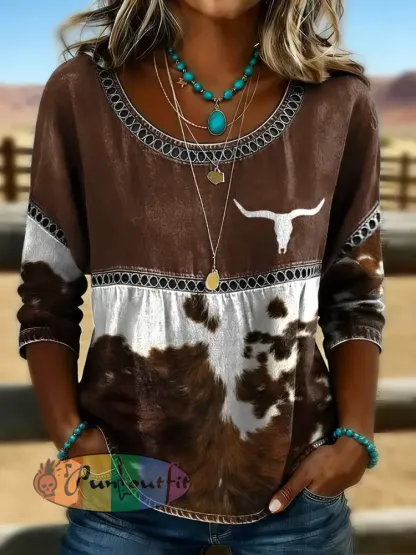Women’s Retro Western Aztec Print Casual Top