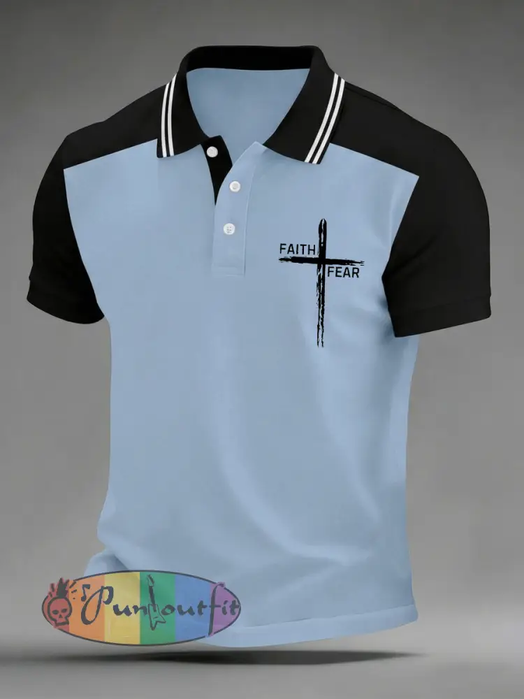 Men’s Faith Over Fear Cross Faith Print Casual Top