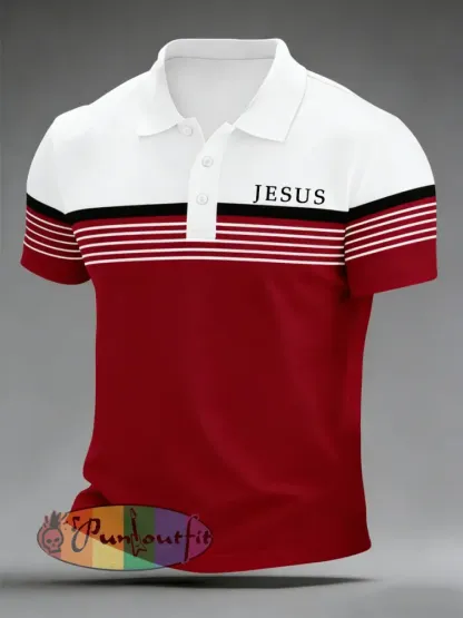 Men’s Christian Jesus Stripes Print Casual Top