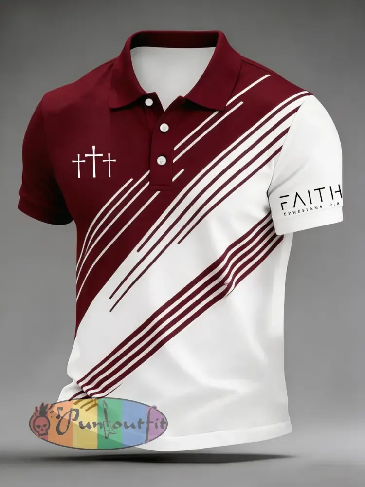 Men’s Cross Faith Geometric Print Casual Top