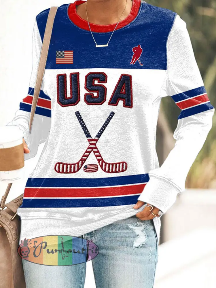 Women’s American Hockey Printed Casual Sweatshirt