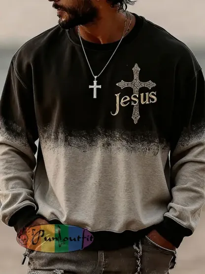 Men’s Jesus Cross Crew Neck Sweatshirt