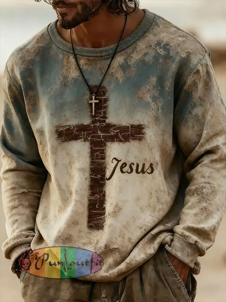 Men’s Jesus Cross Crew Neck Sweatshirt