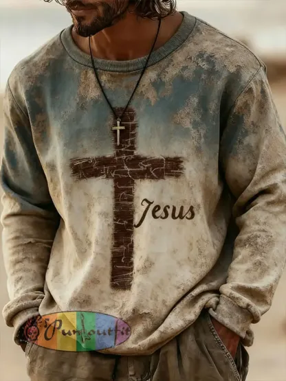 Men’s Jesus Cross Crew Neck Sweatshirt