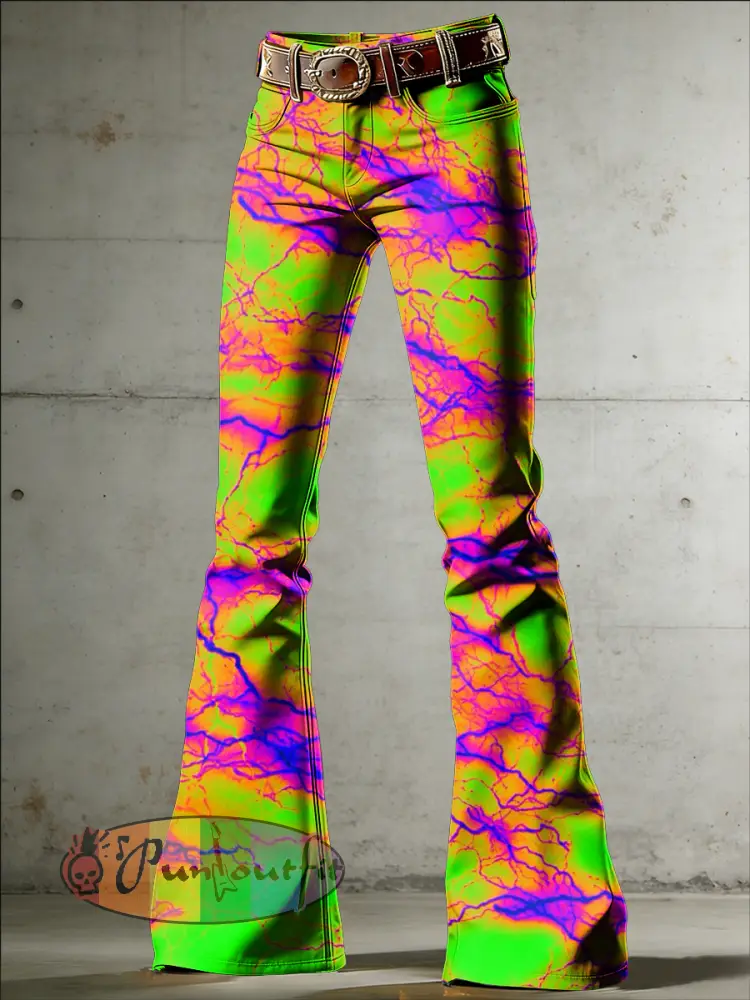 Women’s Psychedelic Art Print Flared Trousers
