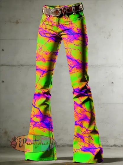 Women’s Psychedelic Art Print Flared Trousers
