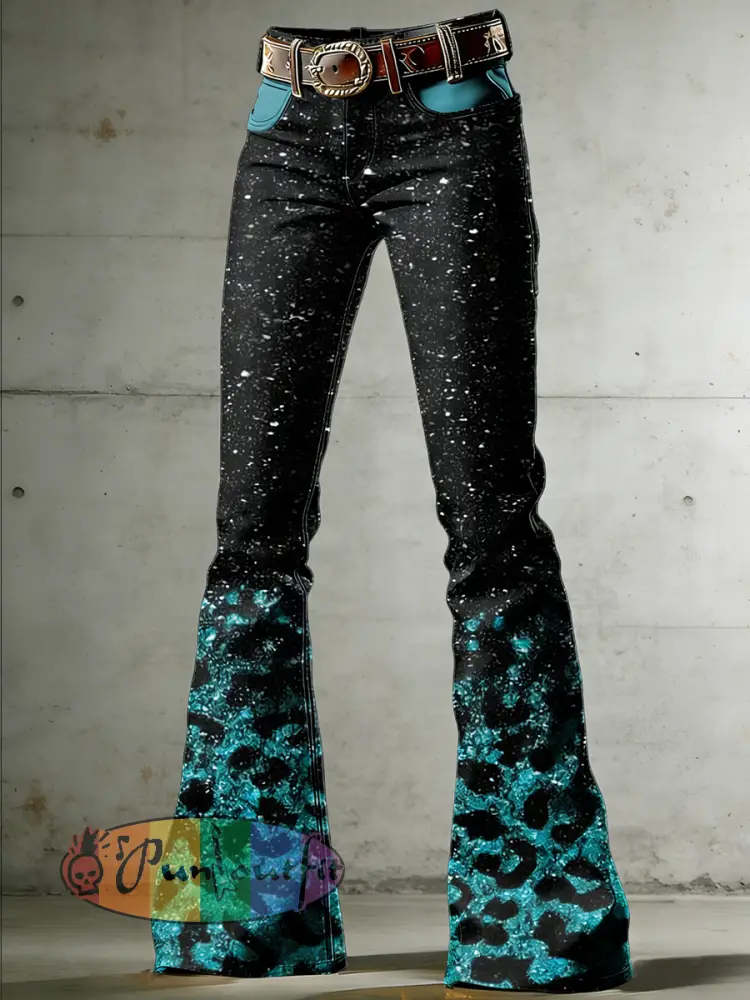 Women’s Art Leopard Print Flared Trousers