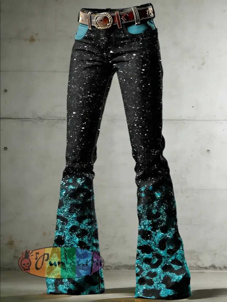 Women’s Art Leopard Print Flared Trousers