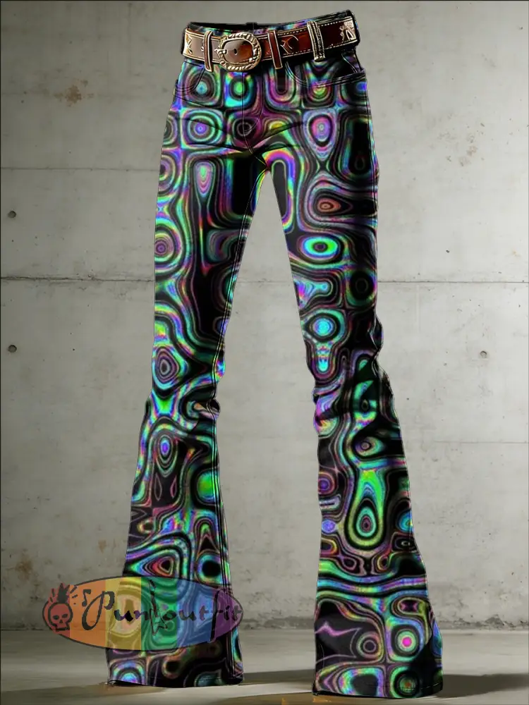 Women’s Psychedelic Art Print Flared Trousers