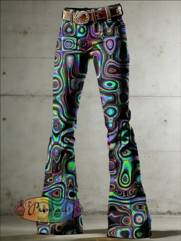 Women’s Psychedelic Art Print Flared Trousers
