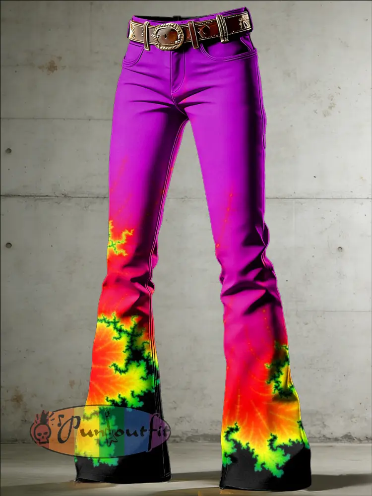 Women’s Psychedelic Art Print Flared Trousers