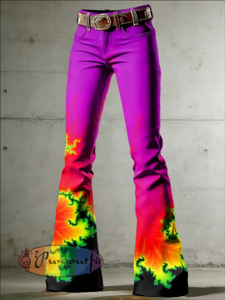 Women’s Psychedelic Art Print Flared Trousers
