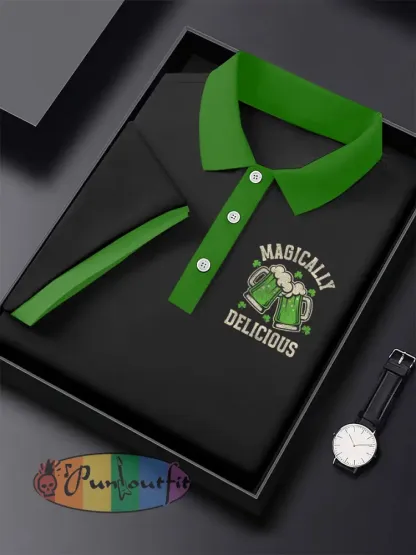 Men’s Retro St. Patrick’s Day Print Casual Polo Shirt