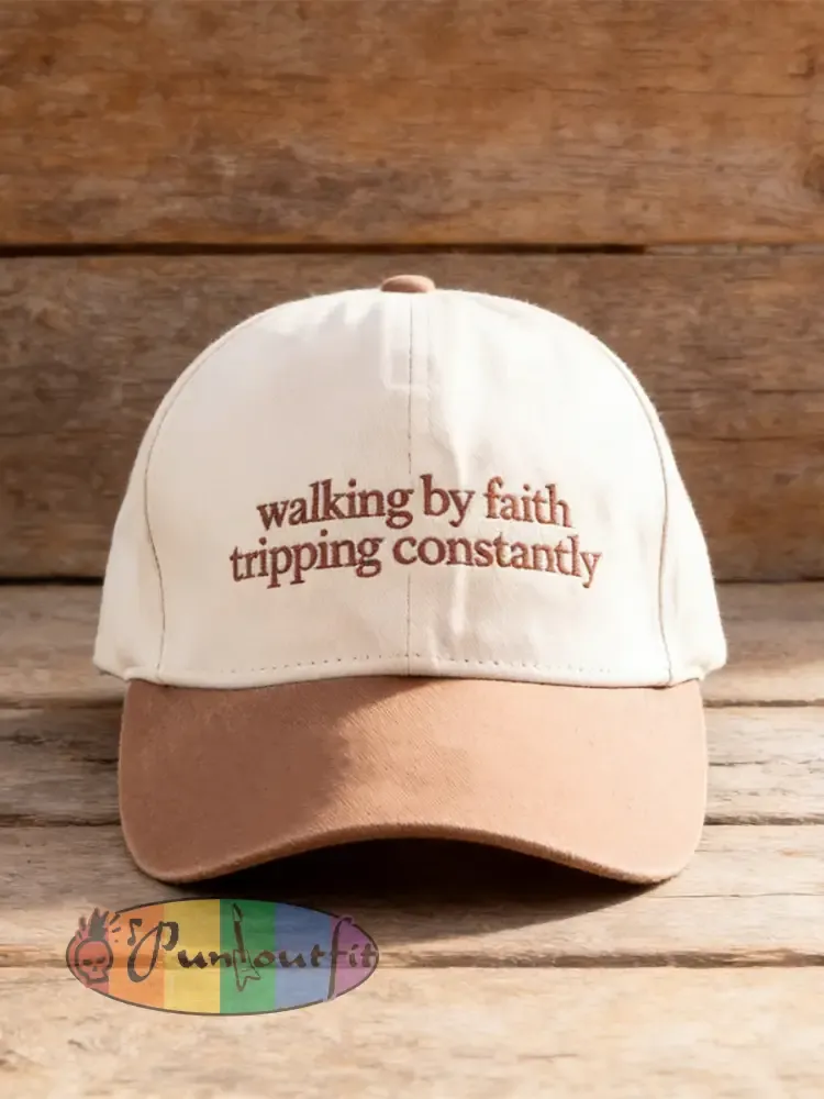 Unisex Walking by Faith Tripping Constantly Print Hat - As picture · ONE