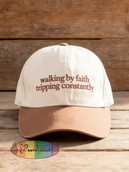 Unisex Walking by Faith Tripping Constantly Print Hat - As picture · ONE