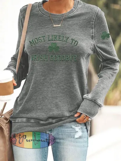 Women’s Irish Goodbye Printed Casual Sweatshirt
